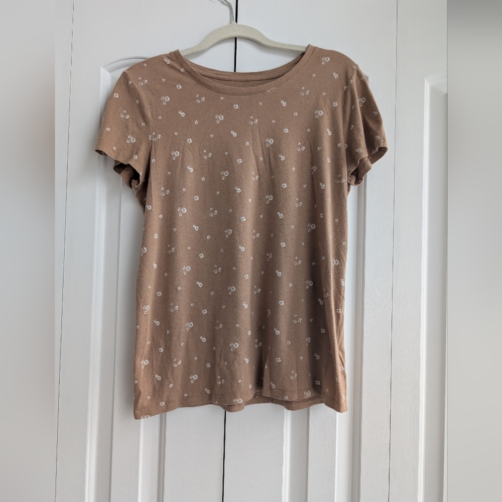 GAP Brown Floral Short Sleeve Tee Size M